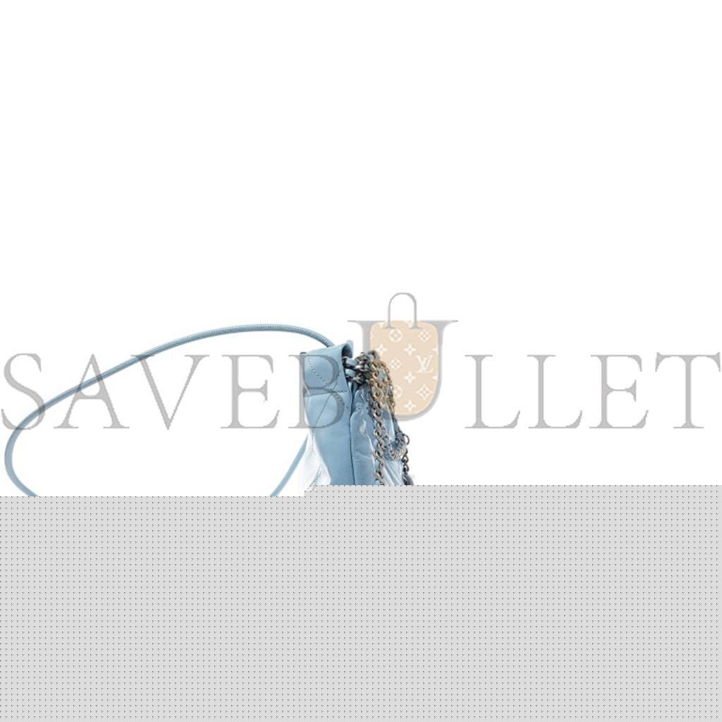 Ch*el light blue quilted calfskin mini 22 bag silver hardware as3980 (20*19*6cm)